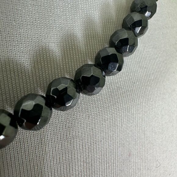 Vintage Faceted Black Diamond And Pave Set White Diamond Center Necklace - Picture 7 of 10